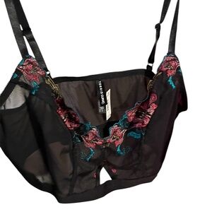 Torrid Black Purple Mesh Embroidered Bra size 1